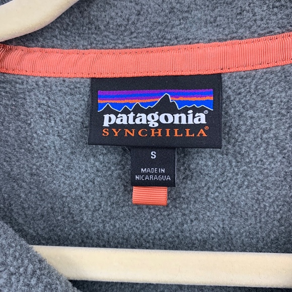 Patagonia Synchilla Snap-T Pullover Grey & Mint Green Sz S - Picture 7 of 10